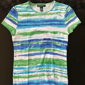 Ralph Lauren Blue and Green Watercolor Tee